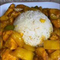 Pineapple Chicken with White Rice & Sweet Corn.🇯🇲|Jentlefaceさん