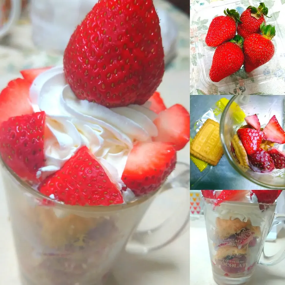 自作のイチゴパフェ🍓🍦|うたかた。さん