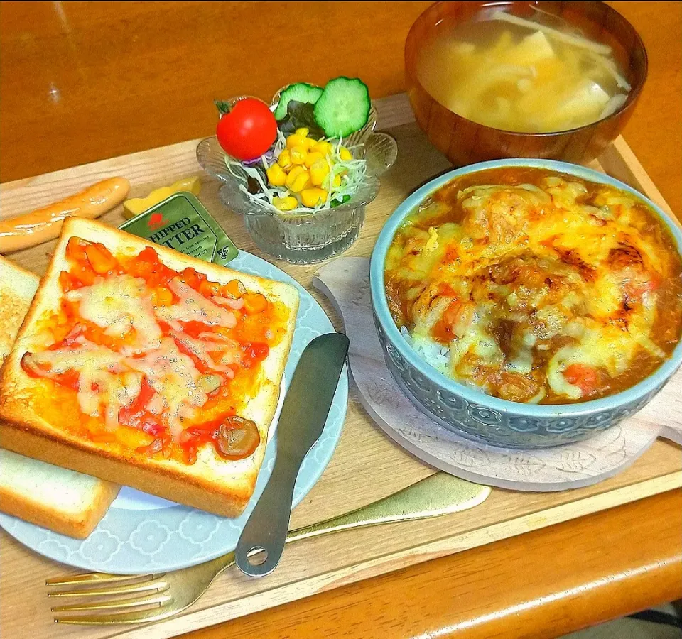 カレードリア&ピザトースト|とししいたけさん