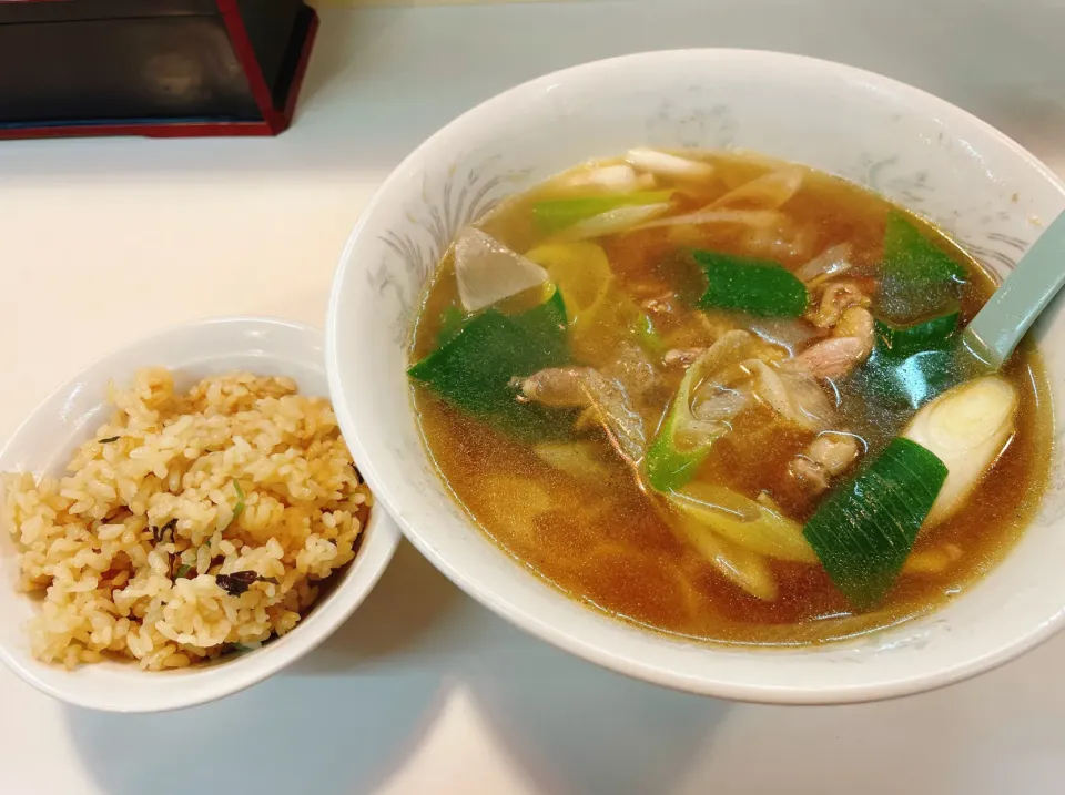 鶏ネギラーメン＆山菜ごはん🍚|コージ💫さん