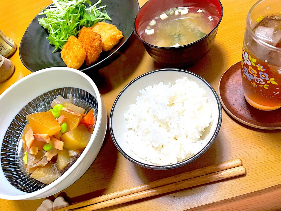 えびカツ、ベーコンと大根の和風煮|江口笑湖さん