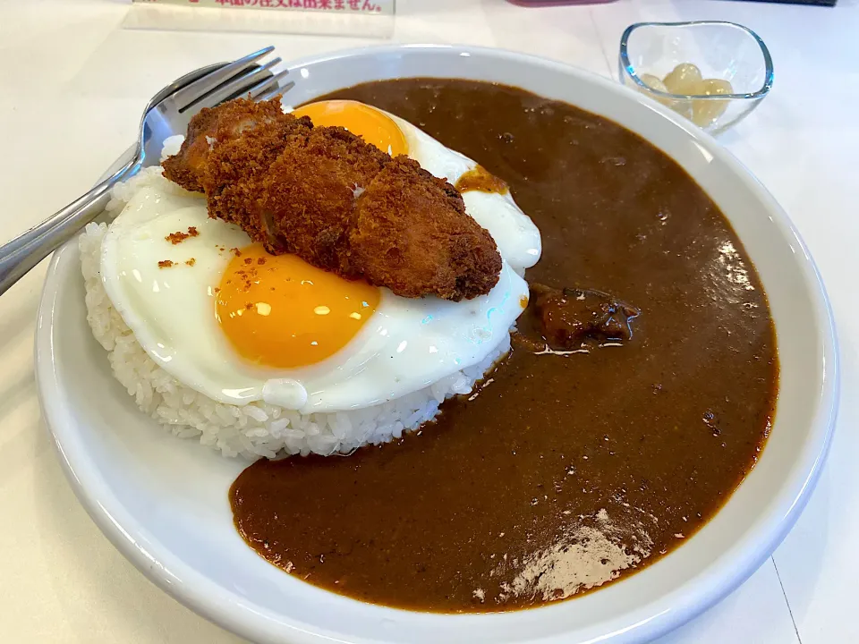 目玉カレー、フィッシュフライトッピング、中辛🍳🐟🍛🔥|buhizouさん