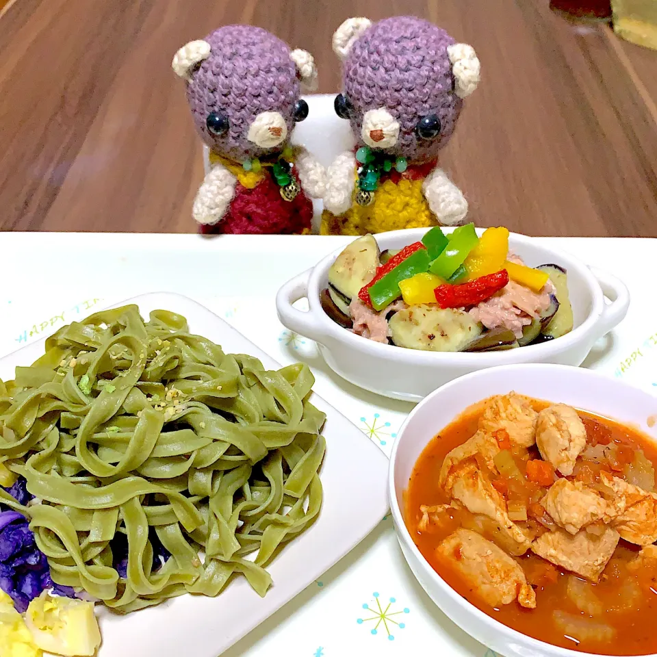 Snapdishの料理写真:晩ごはんほうれん草パスタ(*⁰▿⁰*)|chagashiさん