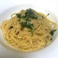 帆立の缶詰の和風パスタ