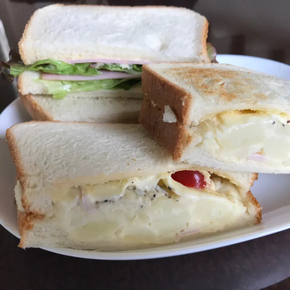 サンドイッチ🥪ハムレタス、ポテサラチーズ|純さん