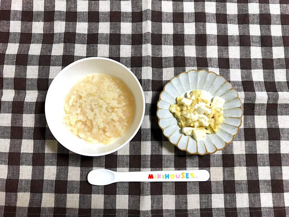 【離乳食】白菜と大根と玉ねぎのうどん、バナナ豆腐|sayaさん