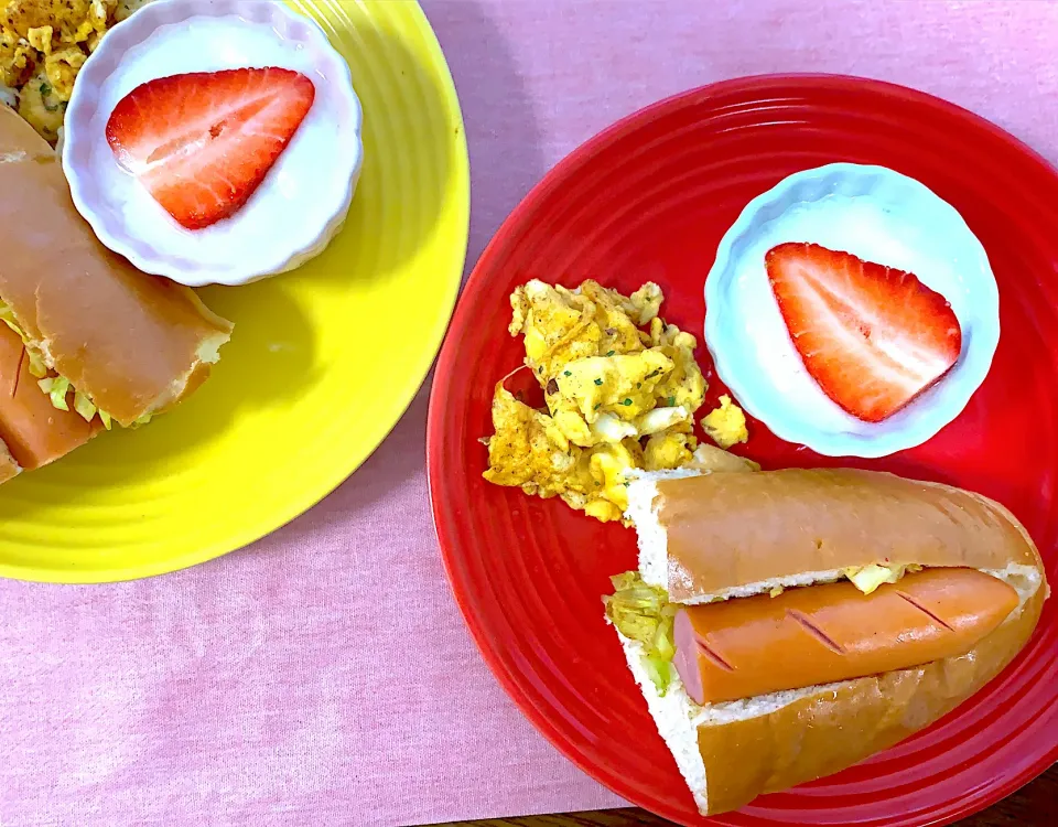 朝ごはん　ホットドッグプレート|まーまさん