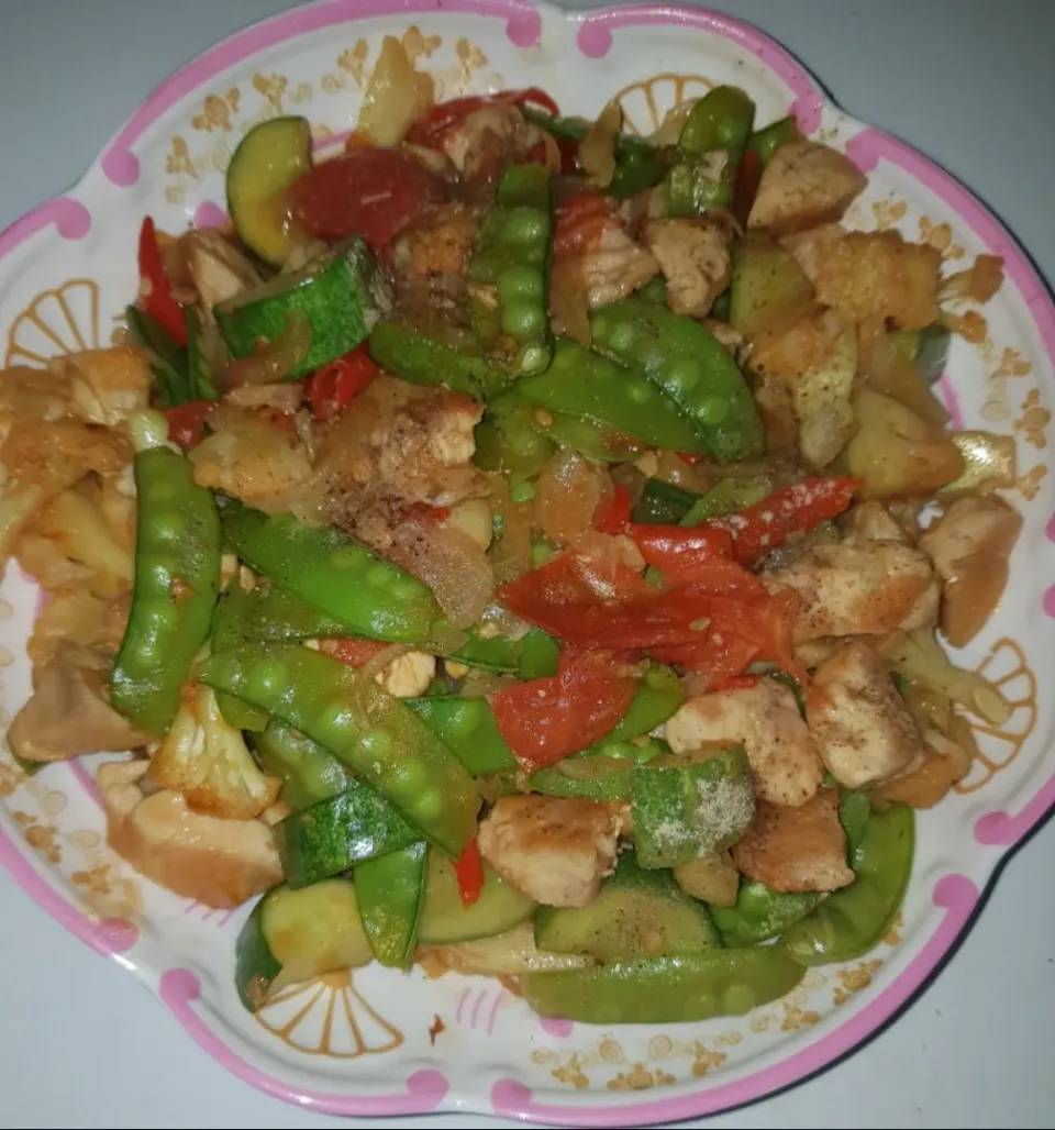 stir fry mixed vegetables with chicken|patcookingfeverパットさん