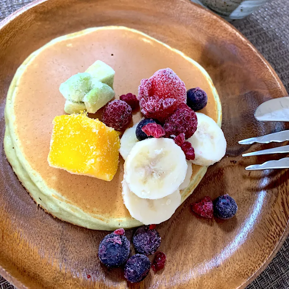 Snapdishの料理写真:抹茶プロテインパンケーキ|りぃさん