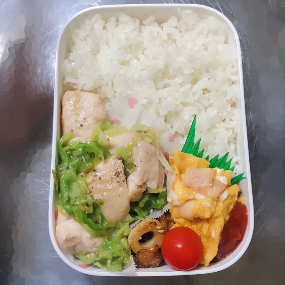 胸肉とキャベツの旨塩炒め弁当|おいもさん