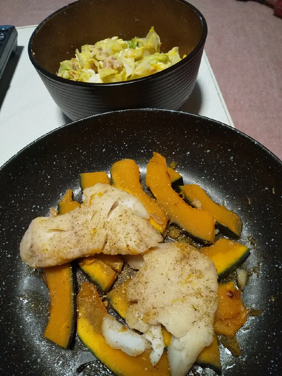 今日の晩御飯
※鱈のみりん漬けとかぼちゃの蒸し焼き
※塩麹ドレッシングのやみつきキャベツ
※ハイボール|れあMIXさん