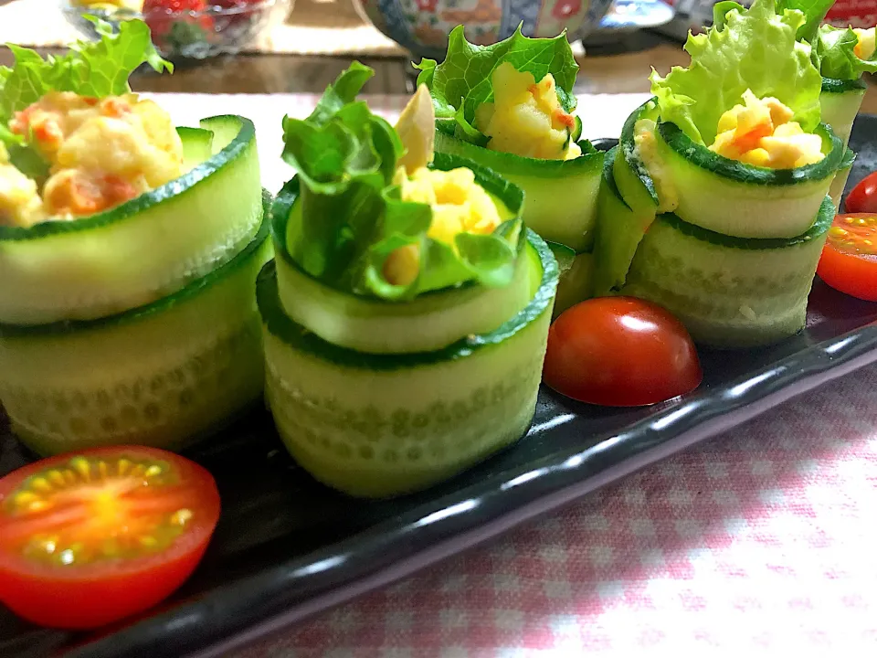🐯ポテサラ。キュウリのくるくる巻き🥒|🐯あんこたま🐯さん