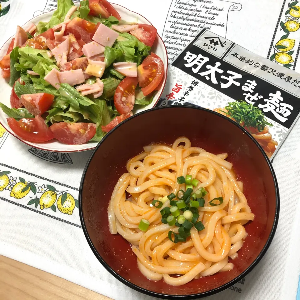 混ぜるだけの簡単美味しい！！明太子まぜ麺|おまめさん