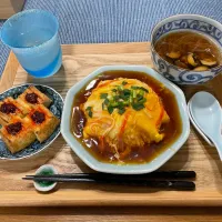 2021.03.11 🐥天津飯🌶花椒辣醬乗せ厚揚げ焼き🍄春雨スープ|みなみさん