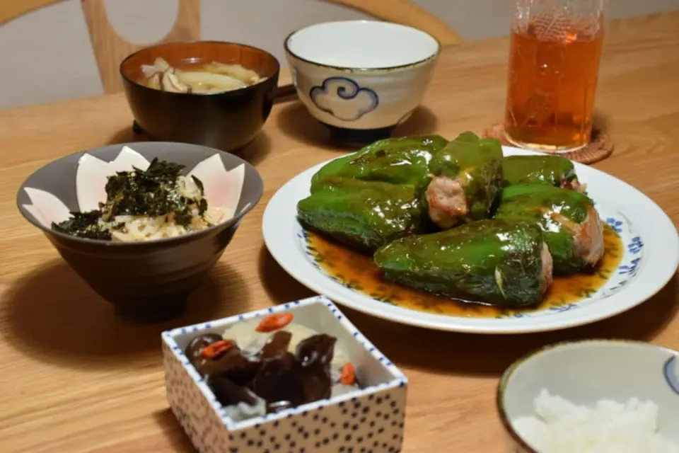 みおぎピーマンの肉詰め〜ポン酢醤油あんかけ〜|うにんぱすさん