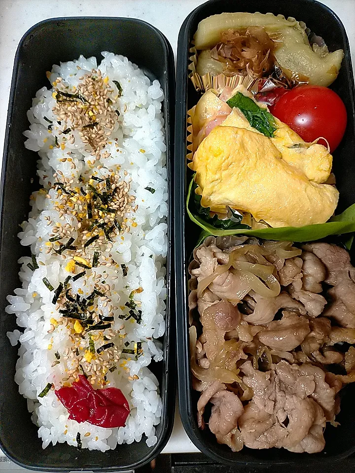 豚しょうが焼き弁当
★ハムチーズサラダ菜卵焼き
★ナスの蒸し焼きおかか和え|芽亜里さん