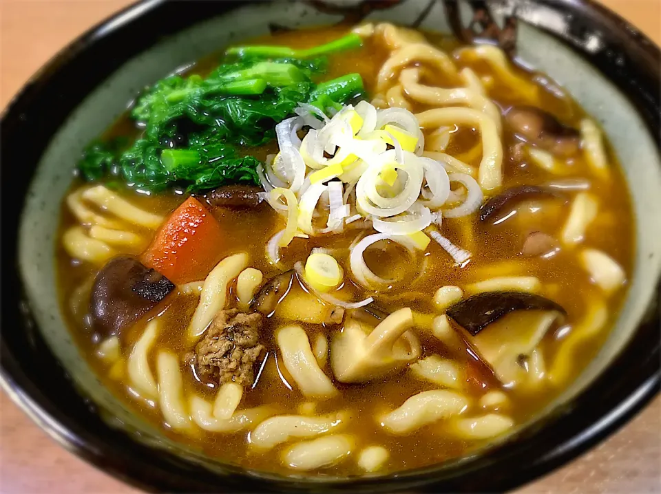 菜の花と椎茸のバターキーマカレーうどん|deekay71さん