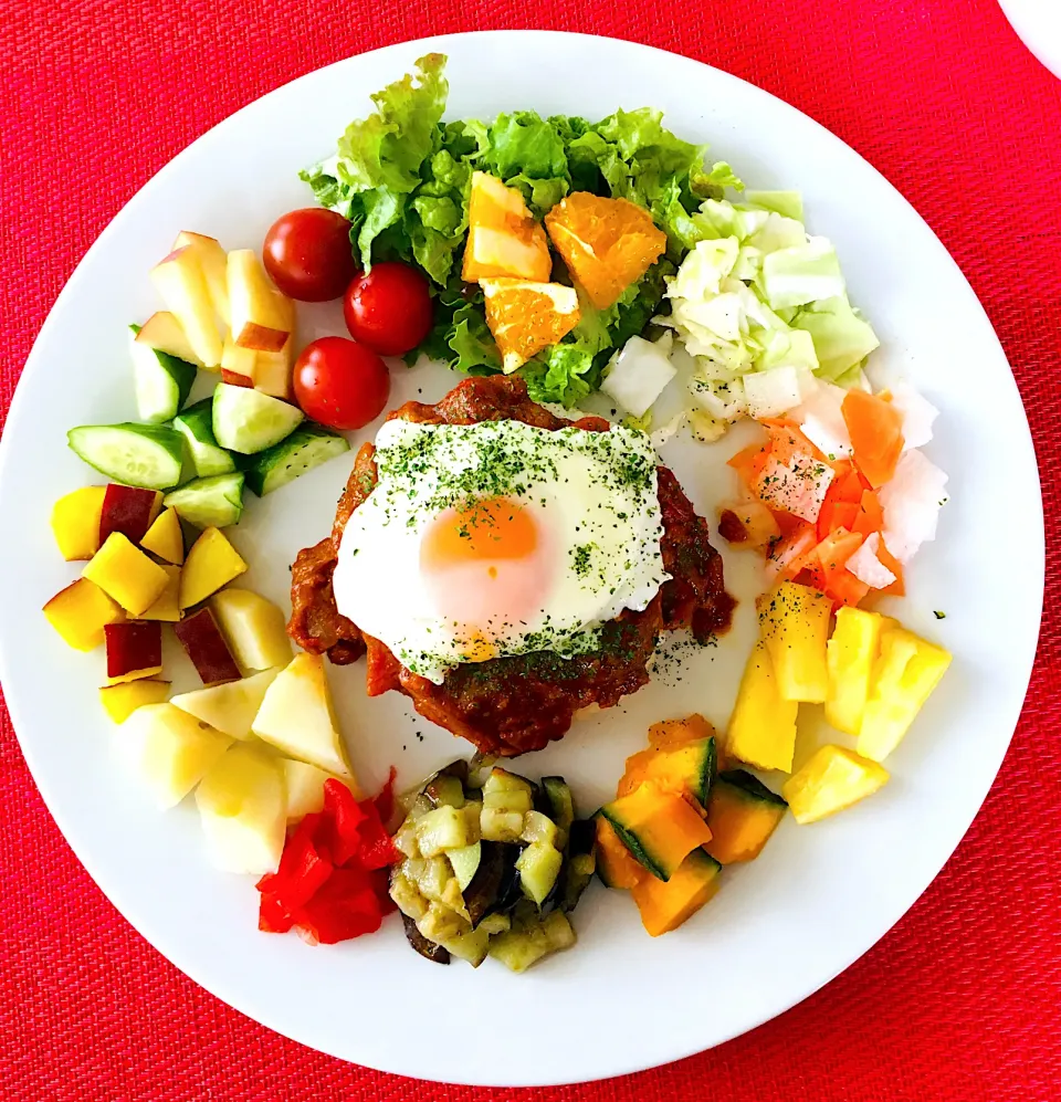 ハッピーモーニングセット💖朝カレー213日目👍💖スパイスチキンカレー🍛たっぷり野菜🥗|HAMI69さん