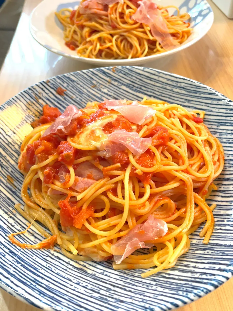 AXさんの料理 生ハムとトマトとモッツァレラチーズのパスタ😋隠し味はもちろん甘酒ちゃん　　　(ㅅ´ ˘ `)|かおたまさん