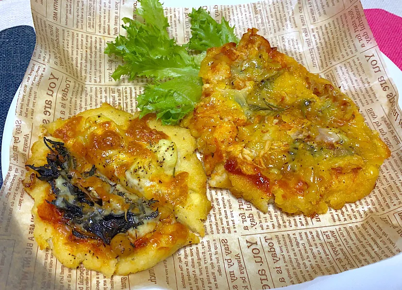 豆腐とおからのピザ🍕
🌱おツナ・🧅バジル・TOFUチーズ
🌱ポテト🥔・🧂・ローズマリー
🌱ひじき大豆煮・空入りじゃこ|eiyadeさん