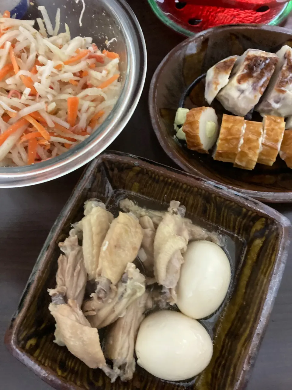 3月19日晩ご飯。手羽中のすっぱ煮、大根ナムルサラダ、ちーちく。|あやさん