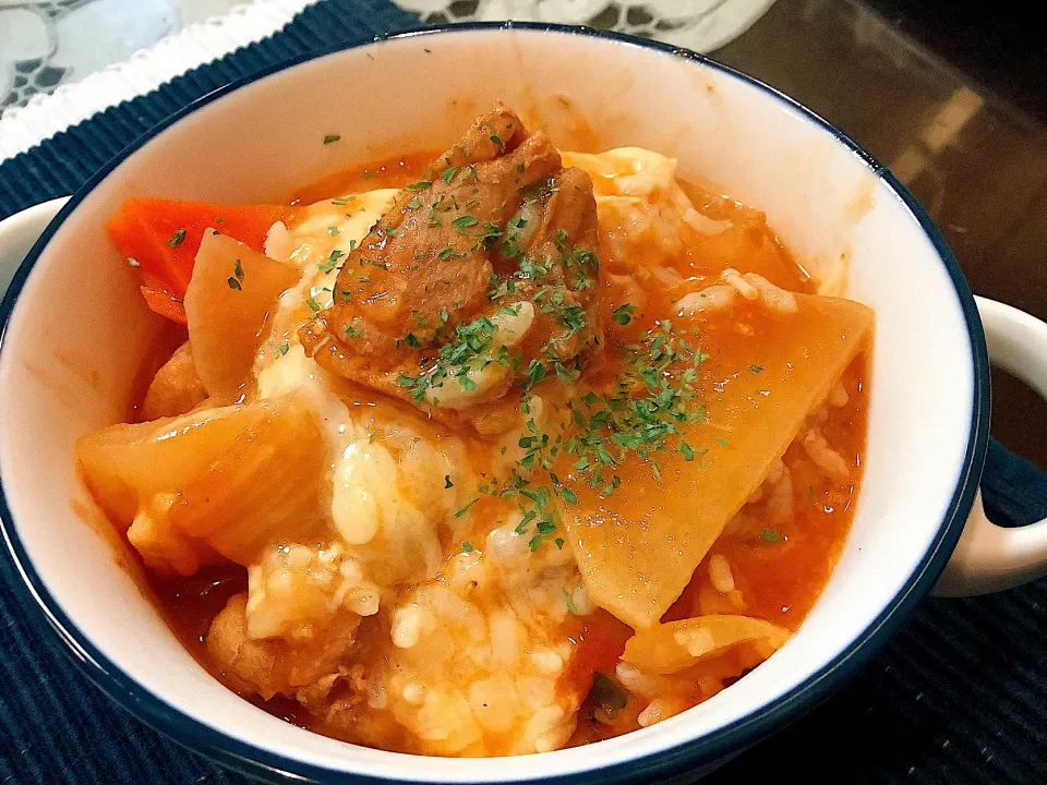 昨日のトマト鍋🍅からのチーズリゾート😋|アライさんさん