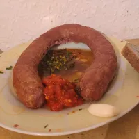 Hessische Mettwurst mit Soße und Paprika-Dip "Starker Stefan"|Sebbelchenさん