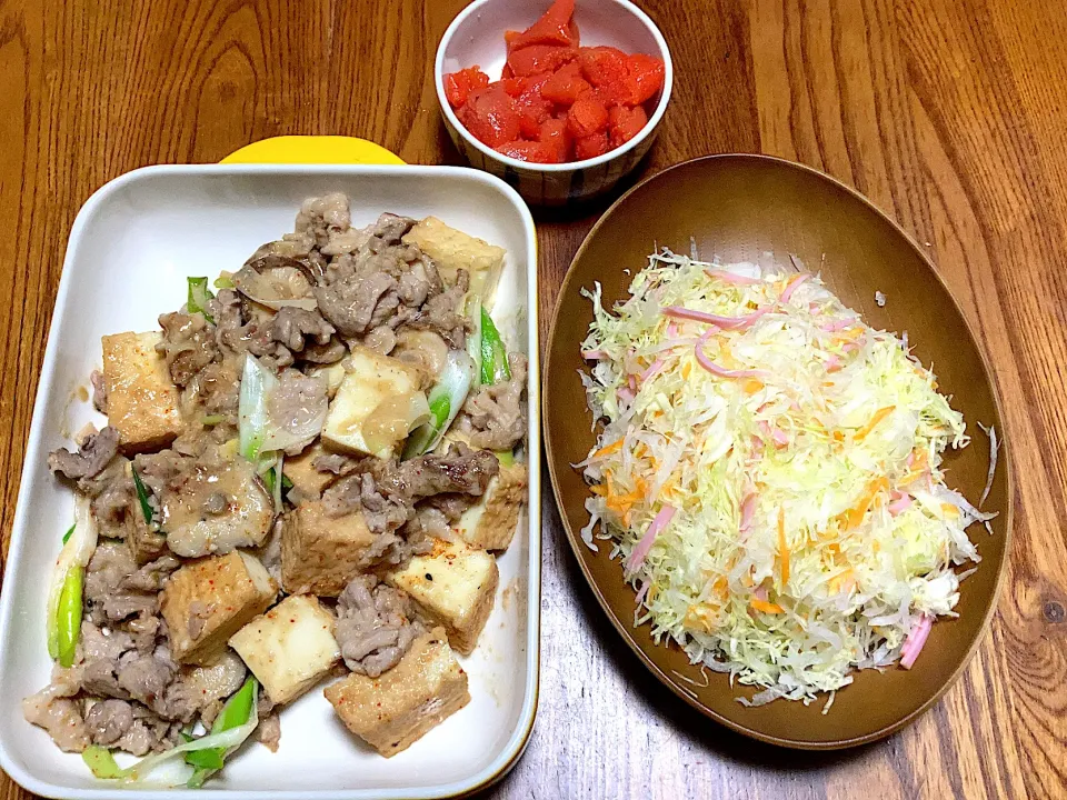 Snapdishの料理写真:厚揚げと豚肉の味噌炒め|kerryさん