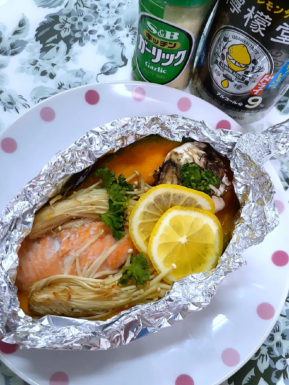 Snapdishの料理写真:🔷🐟銀鮭のホイル焼き🍄🎃🔷|@きなこさん