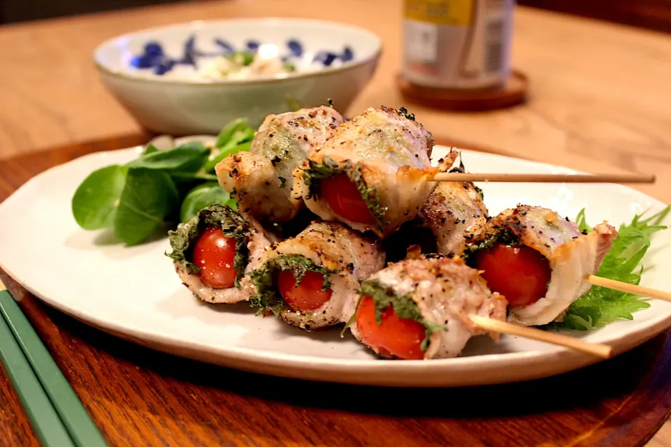 トマトの肉巻き串🍅|よっすぃさん