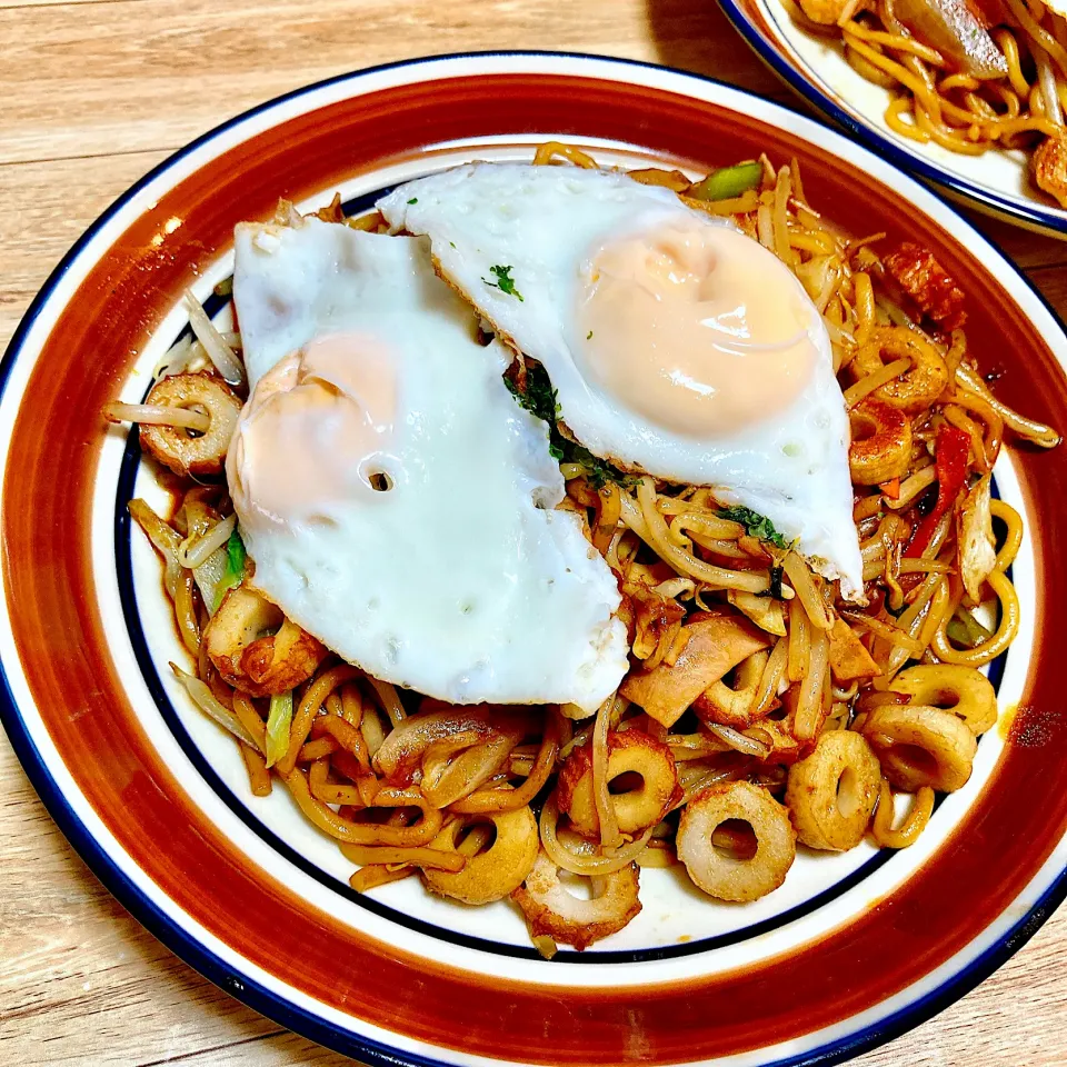 焼きそばに竹輪が合う😁🍺|ジイジさん