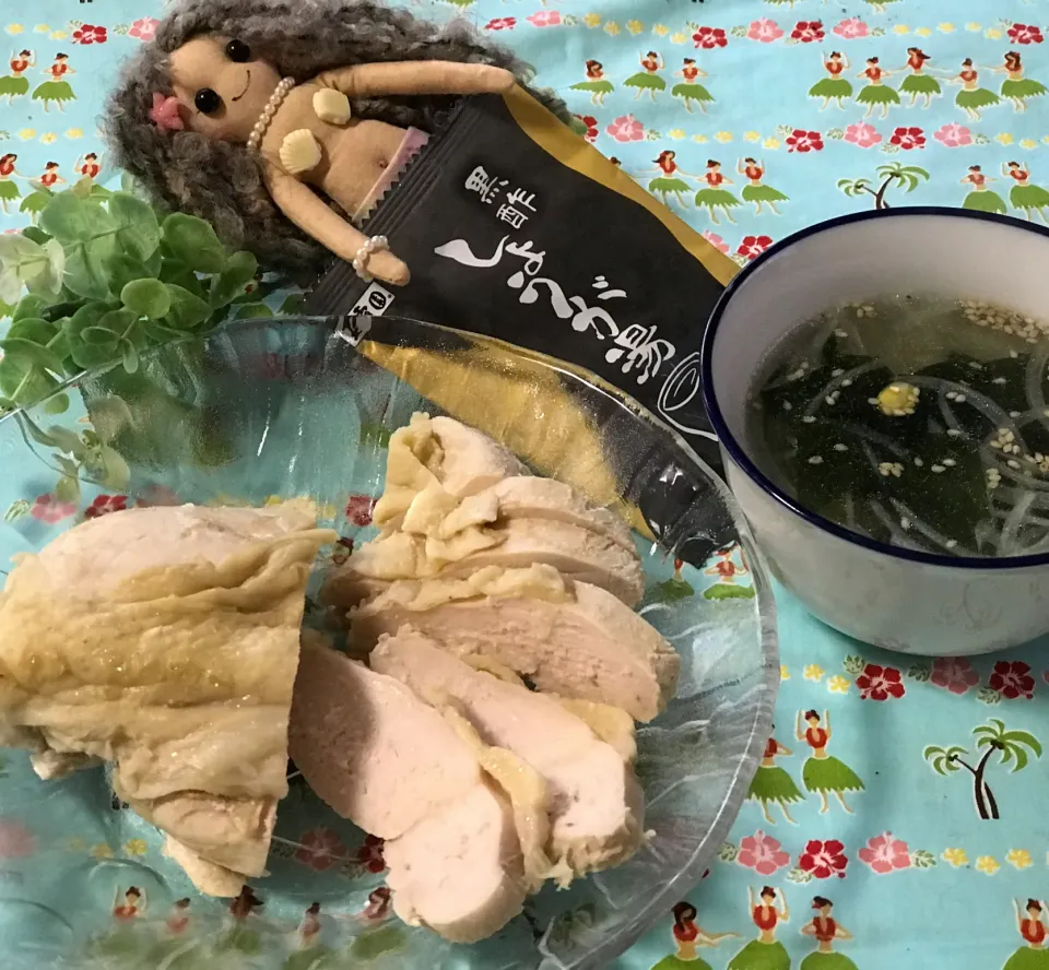 黒酢生姜で鶏ハム&チキンわかめスープ😋めっちゃうんま🤤|noeさん