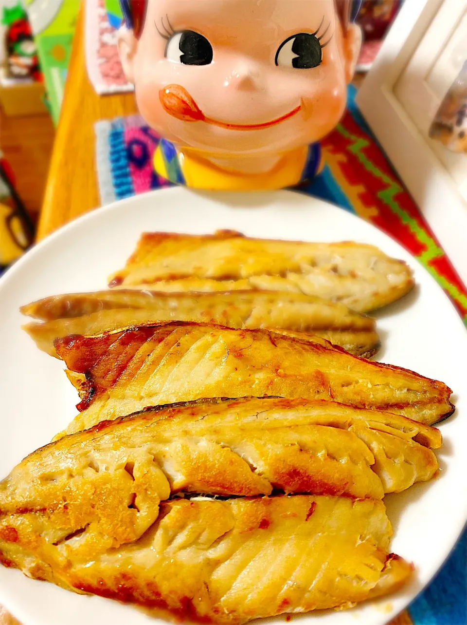 フライパン焼き魚シリーズ♡骨取りアジの塩焼き。|ぽき。さん