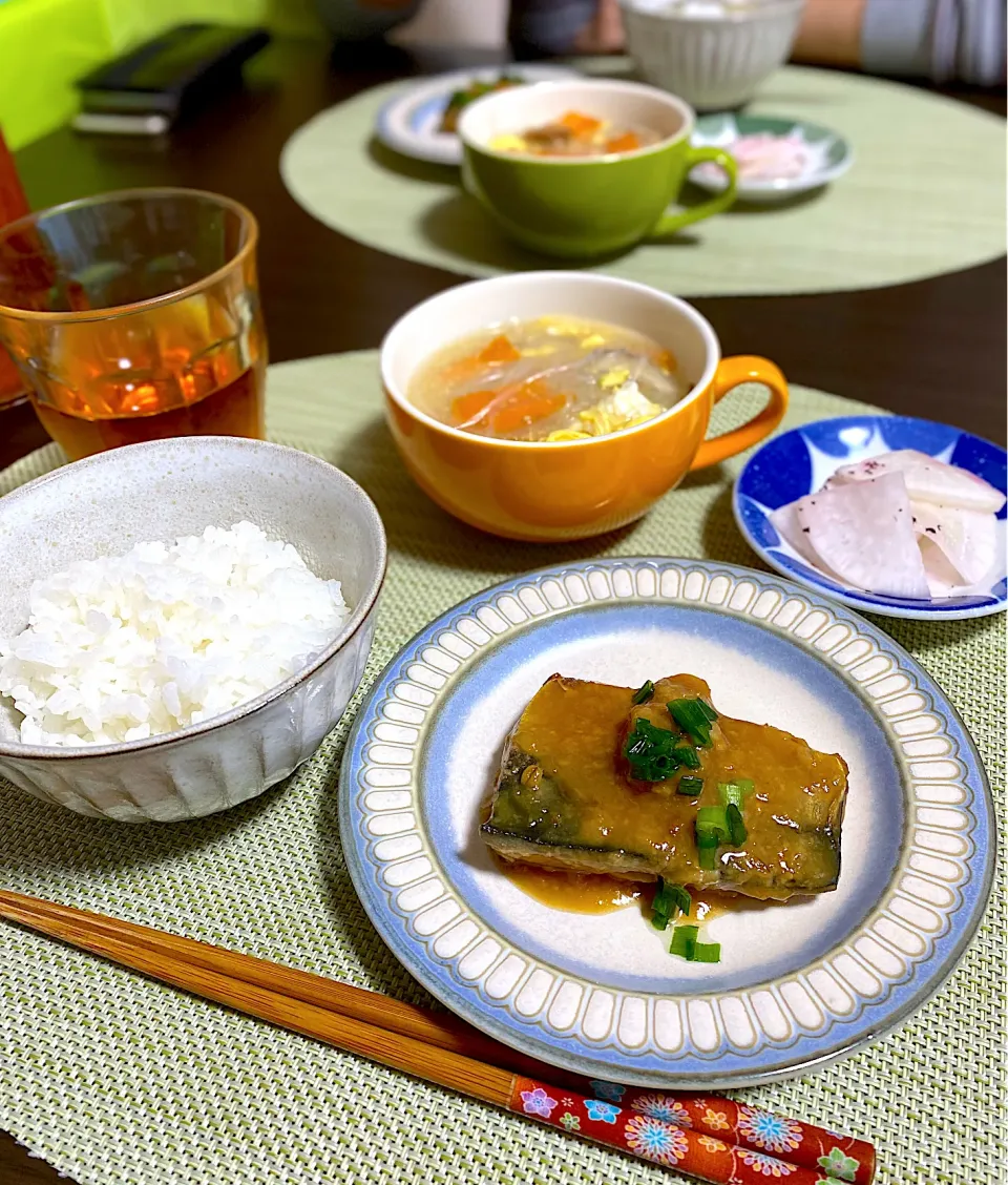 サバ味噌煮　大豆のお肉サンラータン　ゆかり甘酢大根|ちぐあささん