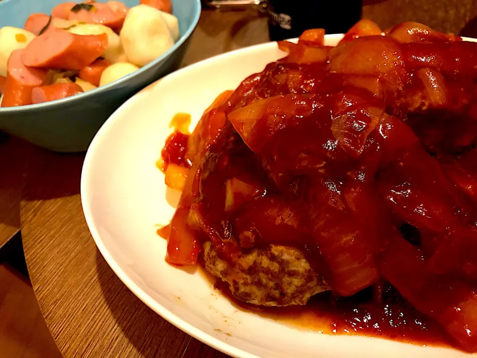 里芋のホットサラダ、お豆腐ハンバーグ、南蛮漬け|Yukoさん