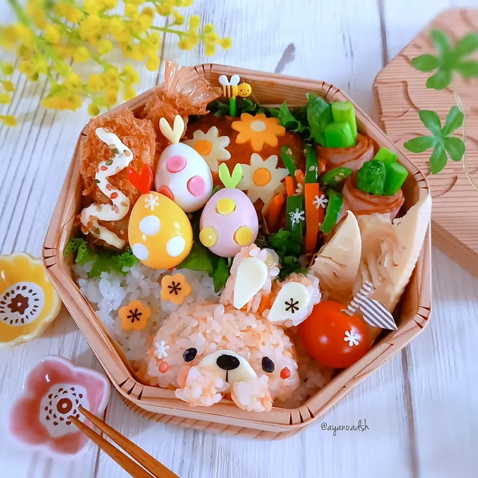 🌱ハッピーイースター🌱
イースターエッグと🐰バニーちゃんの
イースター弁当♪|ayano.adshさん