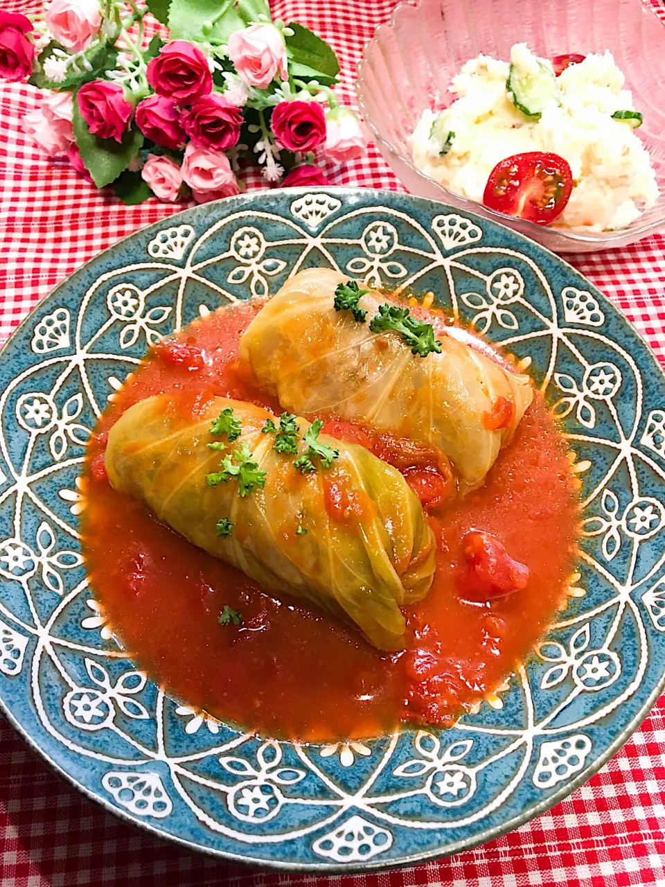 🌸春キャベツを楽しもう🎶ロールキャベツのトマト煮込み🍅🌸|＊いちご＊さん