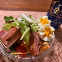 Snapdishの料理写真:ベーコンのがっつりサラダ|kahorisさん