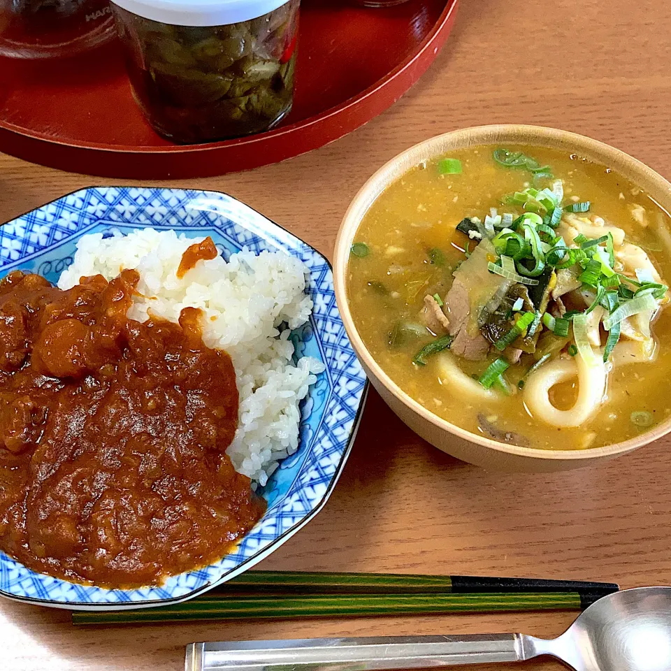 残り物のハヤシと煮込みうどん|みんみんさん