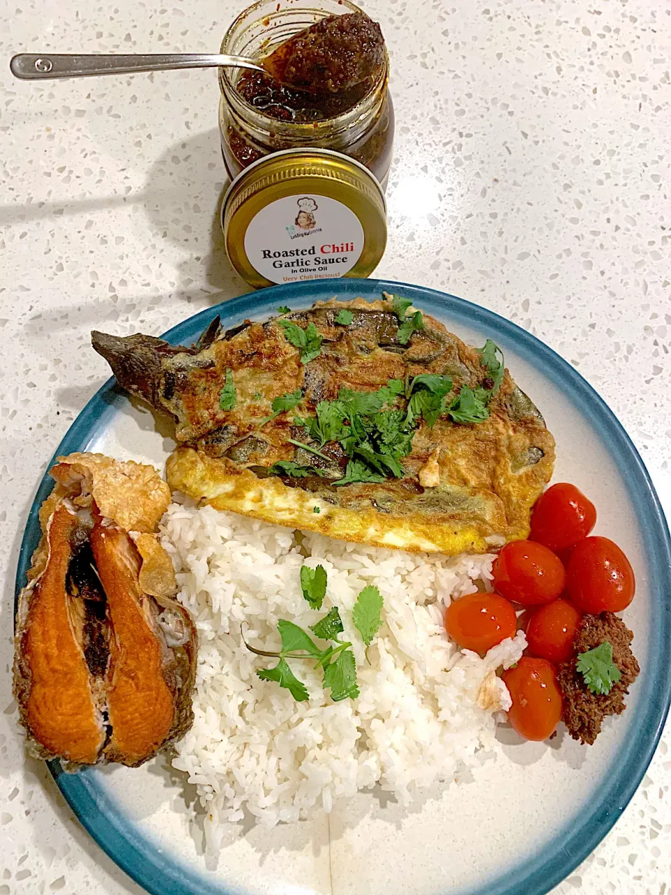 Friday night Dinner... fried milkfish, tortang talong, grape tomatoes & ginisang bagoong🖐🏼|🌺IAnneさん