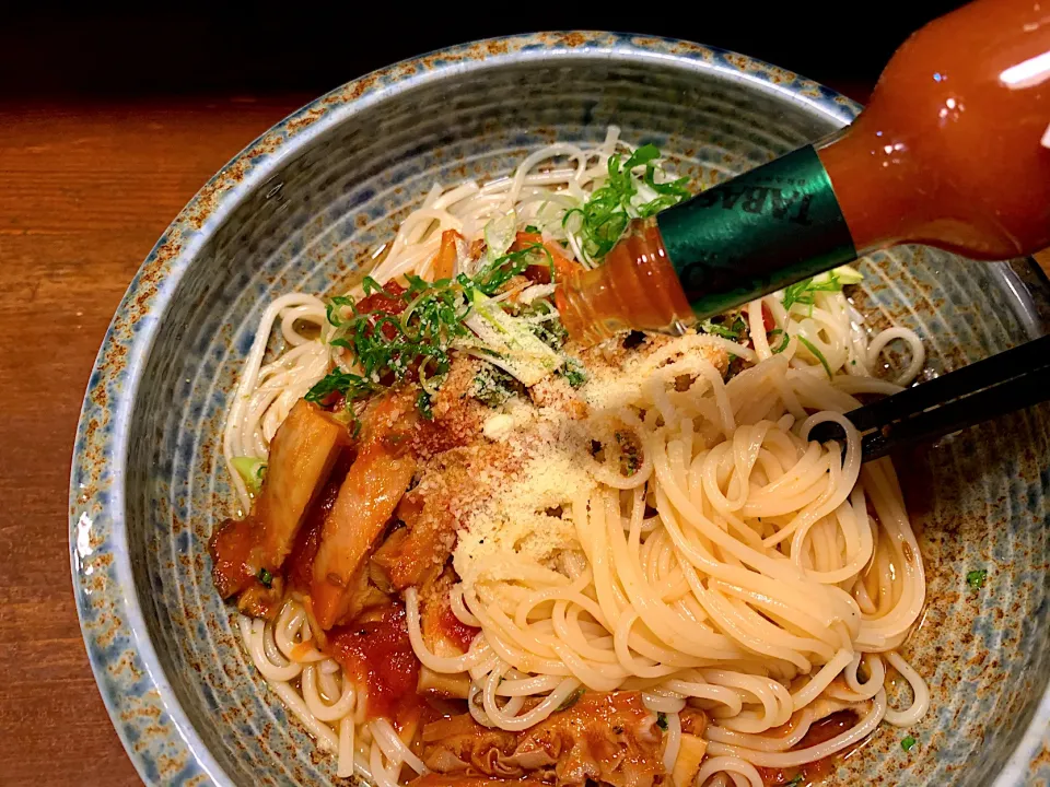 トリップのトマトまぜめん|半田手延べそうめんの店 阿波や壱兆さん