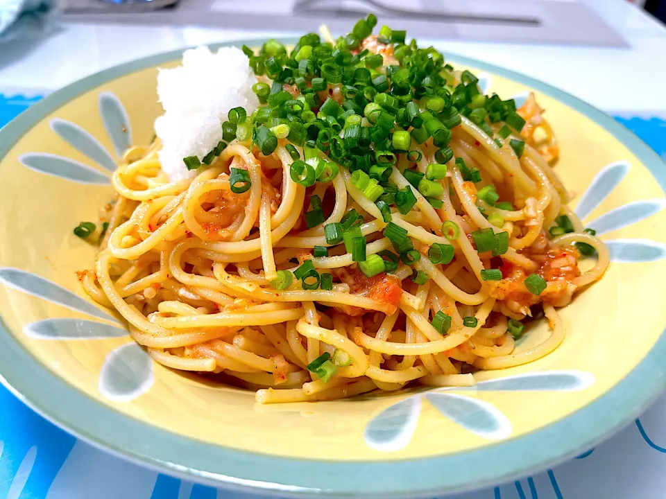 明太子パスタ 大根おろし添え (๑˃̵ᴗ˂̵)و 🍝|bamazooさん