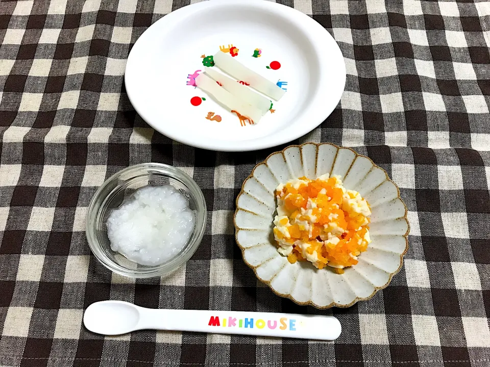 【離乳食】にんじん豆腐、大根、7倍がゆ|sayaさん