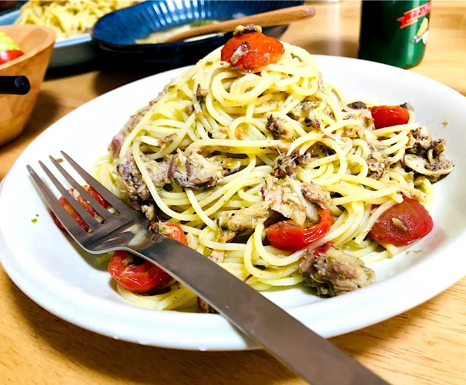 和牛水田ぁ！のトマトとサバのアレンジパスタ🍝|MinaDaiさん