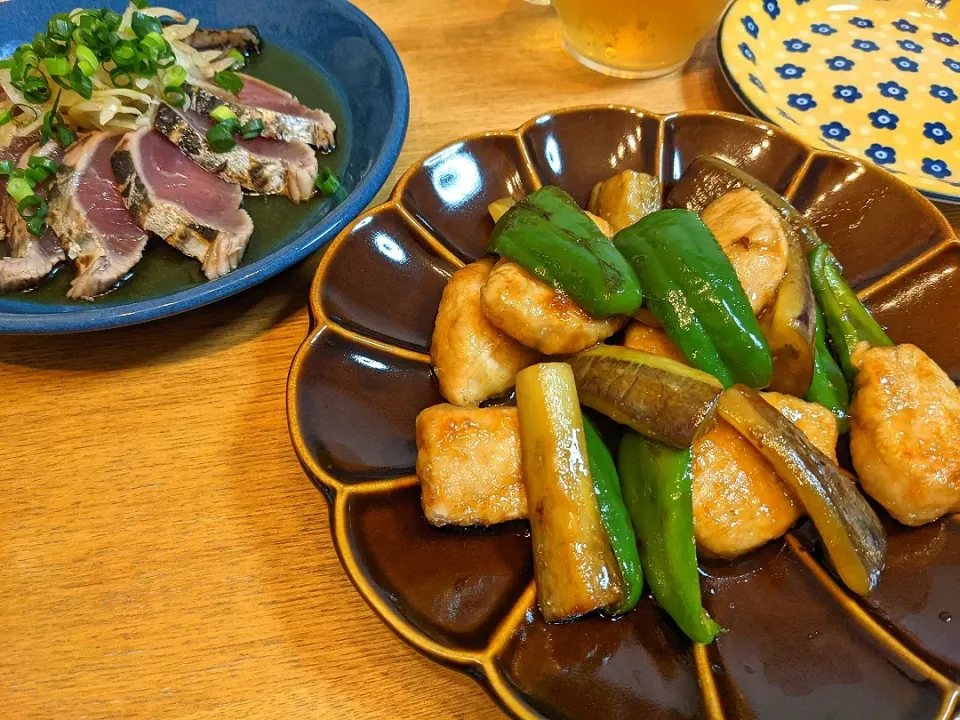 鶏肉とナスとピーマンのオイスターソース炒め|しほさん