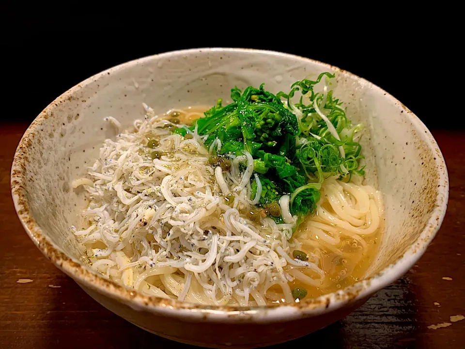 しらすと菜の花のまぜめん|半田手延べそうめんの店 阿波や壱兆さん