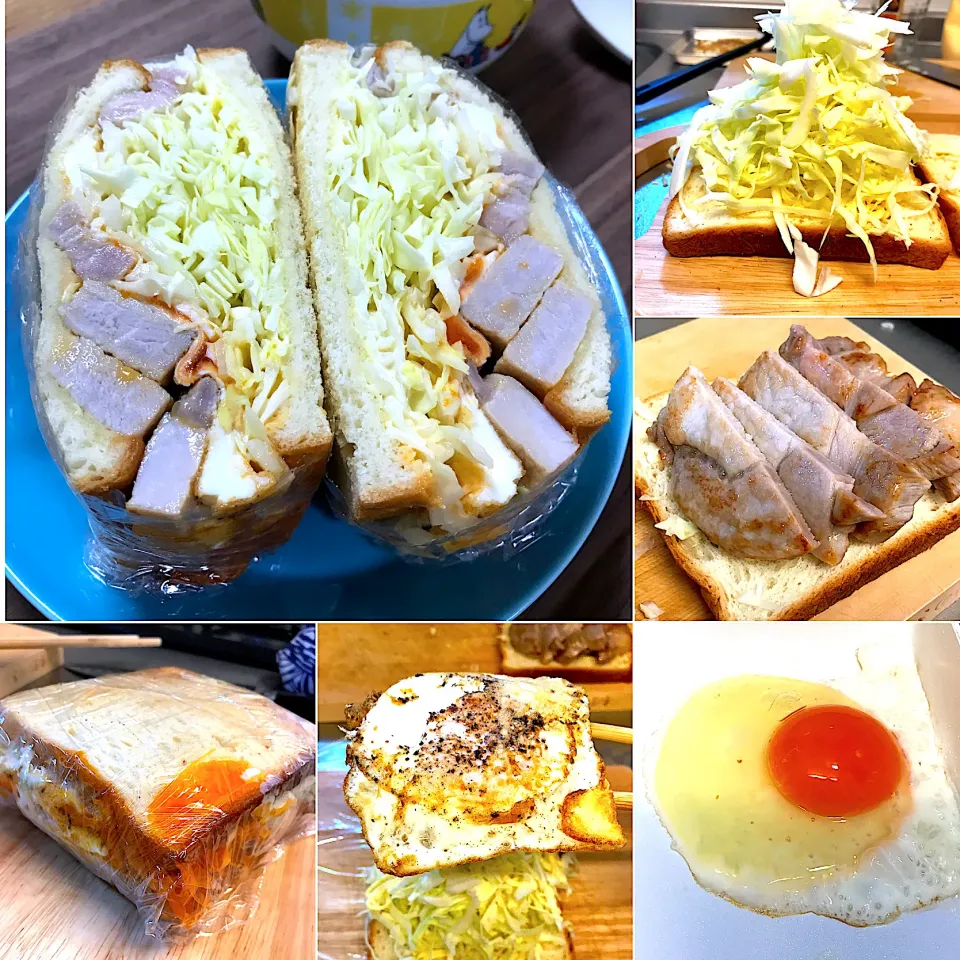 たっぷりキャベツと豚ロース肉の塩麹サンド|morimi32さん