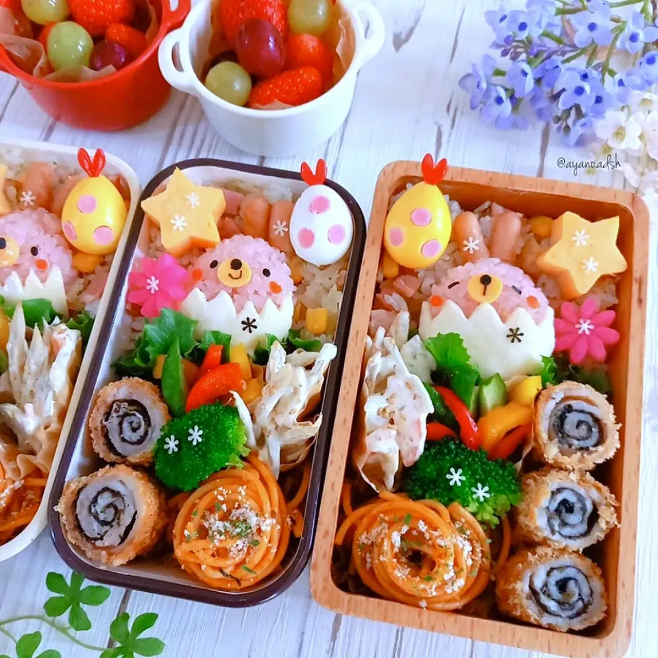 Snapdishの料理写真:イースター弁当🐰🥚
新玉ねぎバターライスに🐰こにぎりのっけ♪|ayano.adshさん