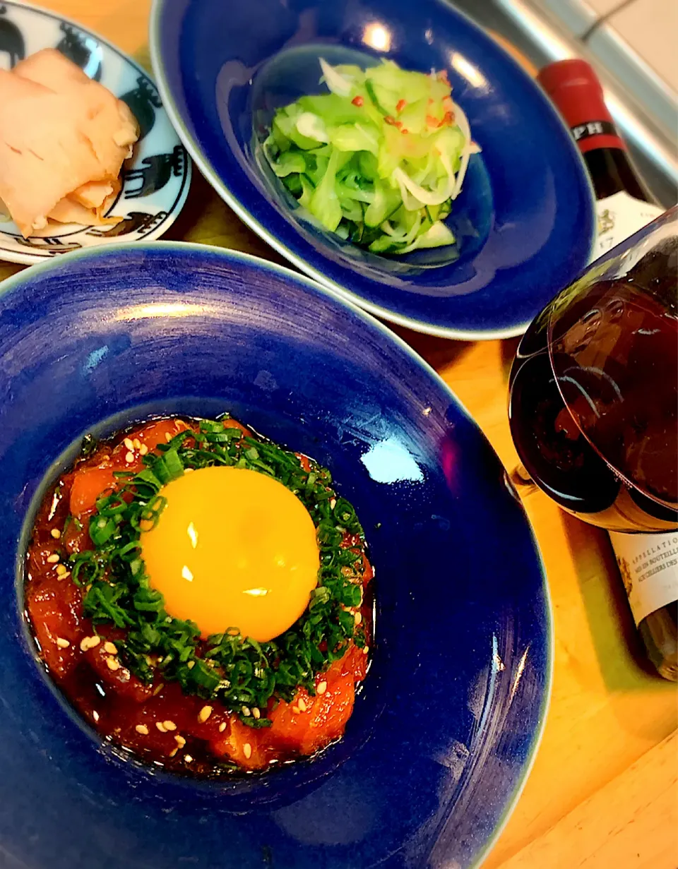 韓国産生本マグロでユッケ|板前ごはん　けいすけさん