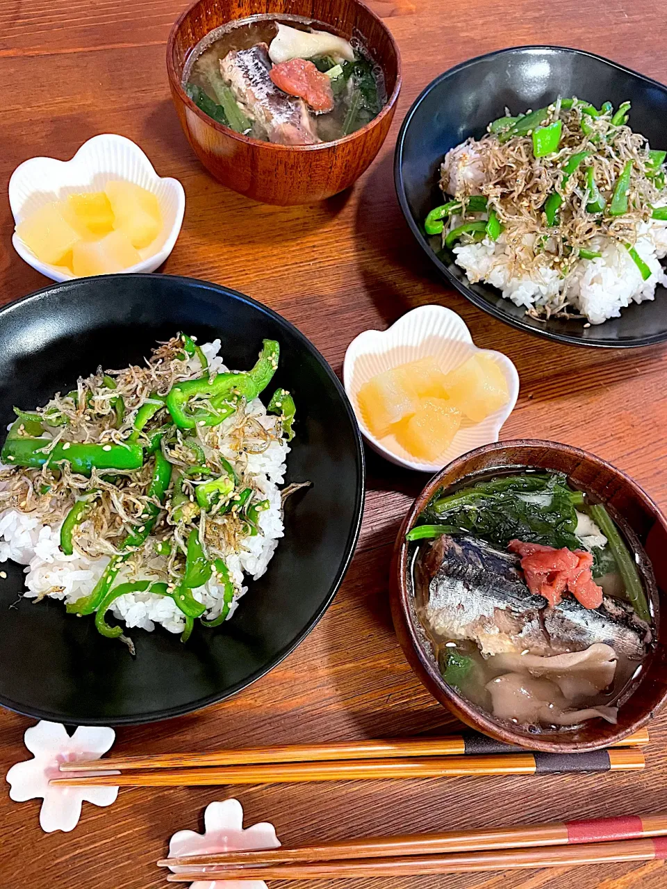 いわしのお味噌汁とピーマン丼|ＭＡＲＵＥ家の食卓さん